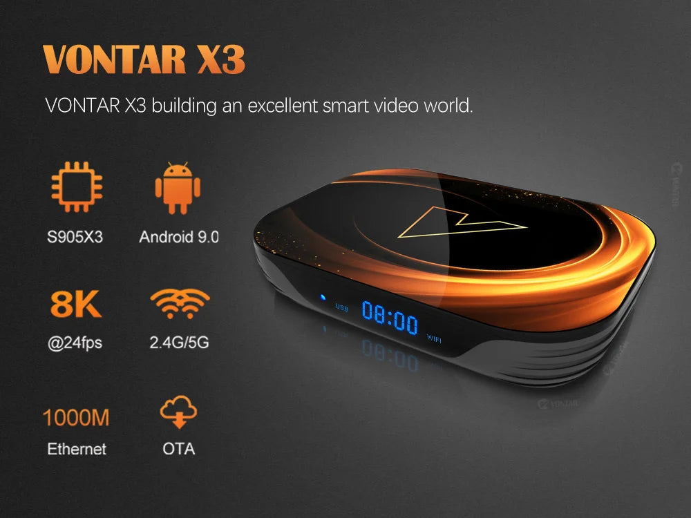 VONTAR X3 Android 9 TV Box 4GB 32GB 8K Media Player