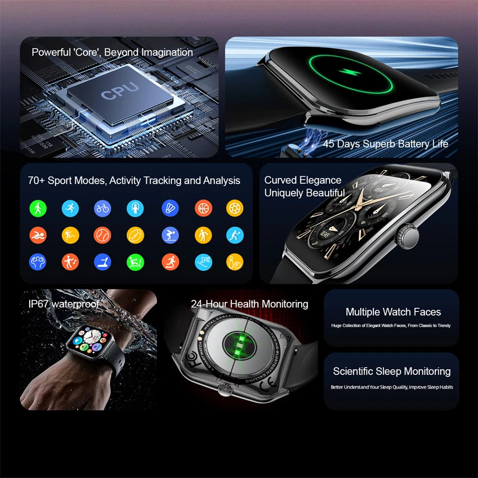 2025 Ultra-Thin 7.5mm Smartwatch with 1.96" AMOLED Display