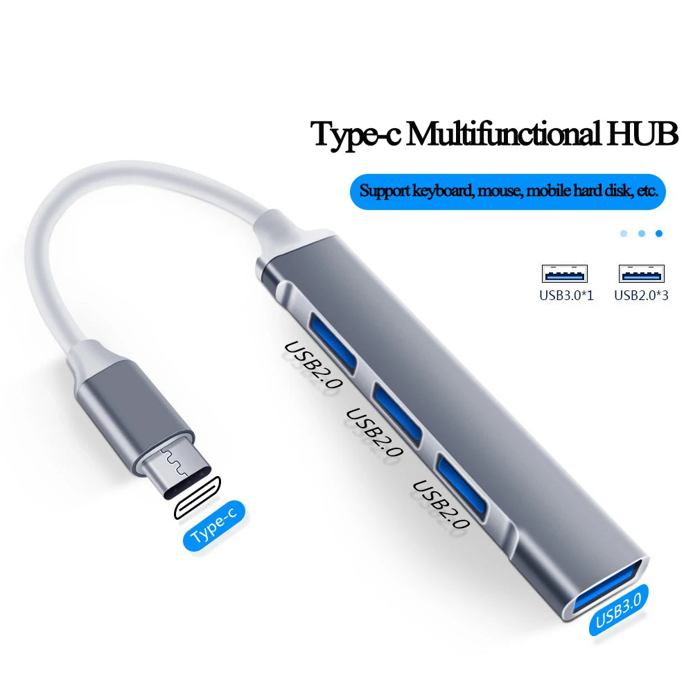 4-Port USB 3.0 Hub Type-C Splitter