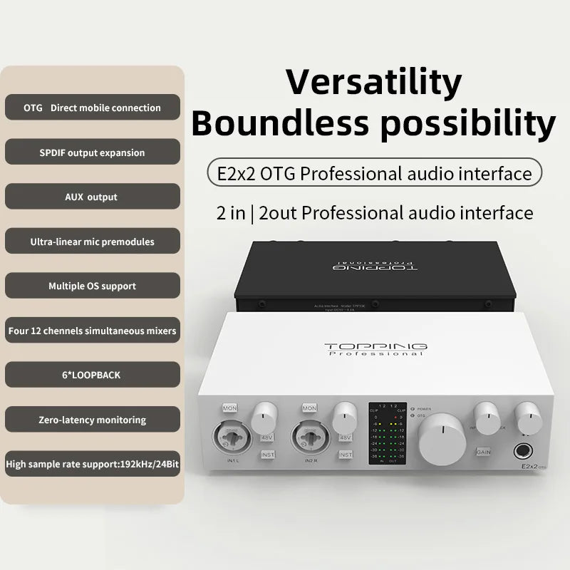 TOPPING E2x2 OTG Professional Audio Interface 2 In 2 Out