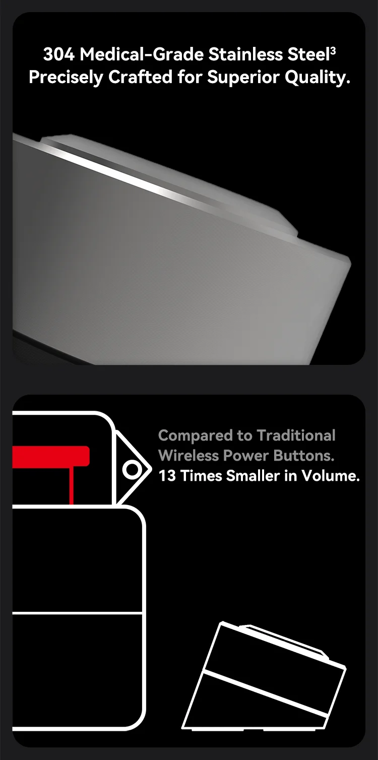 Wireless Metal PC Power Button Switch with USB Support