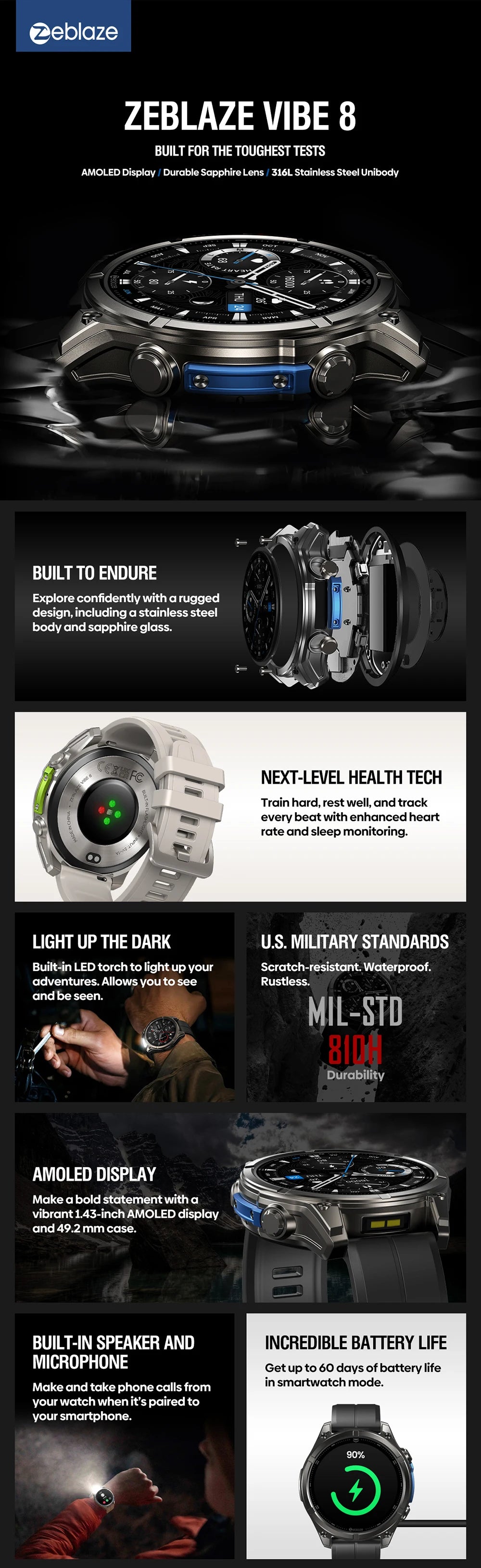 VIBE 8 AMOLED Smartwatch