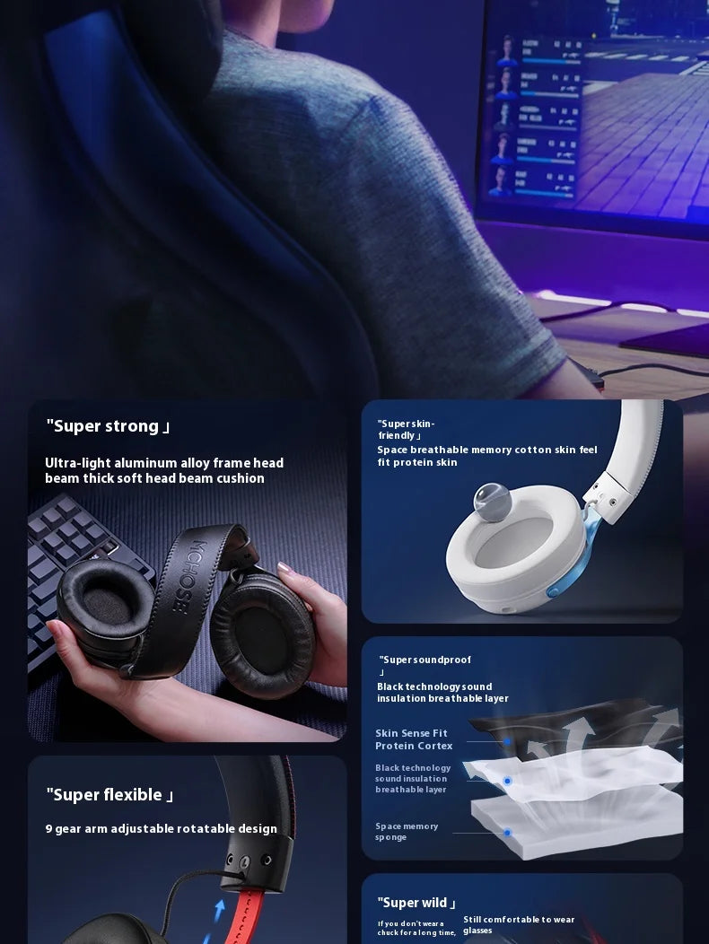 MCHOSE V9 Pro Tri-Mode Gaming Headphones with ANC