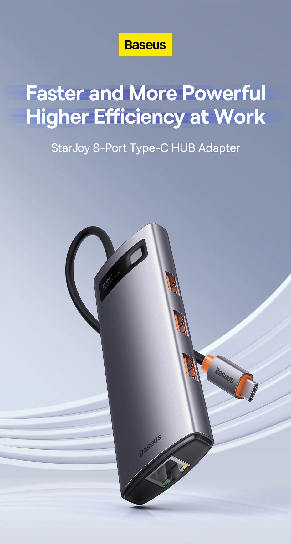 Baseus 4K 60Hz USB-C Hub with Ethernet & 100W PD Adapter