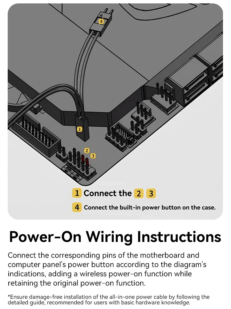 Wireless Metal PC Power Button Switch with USB Support