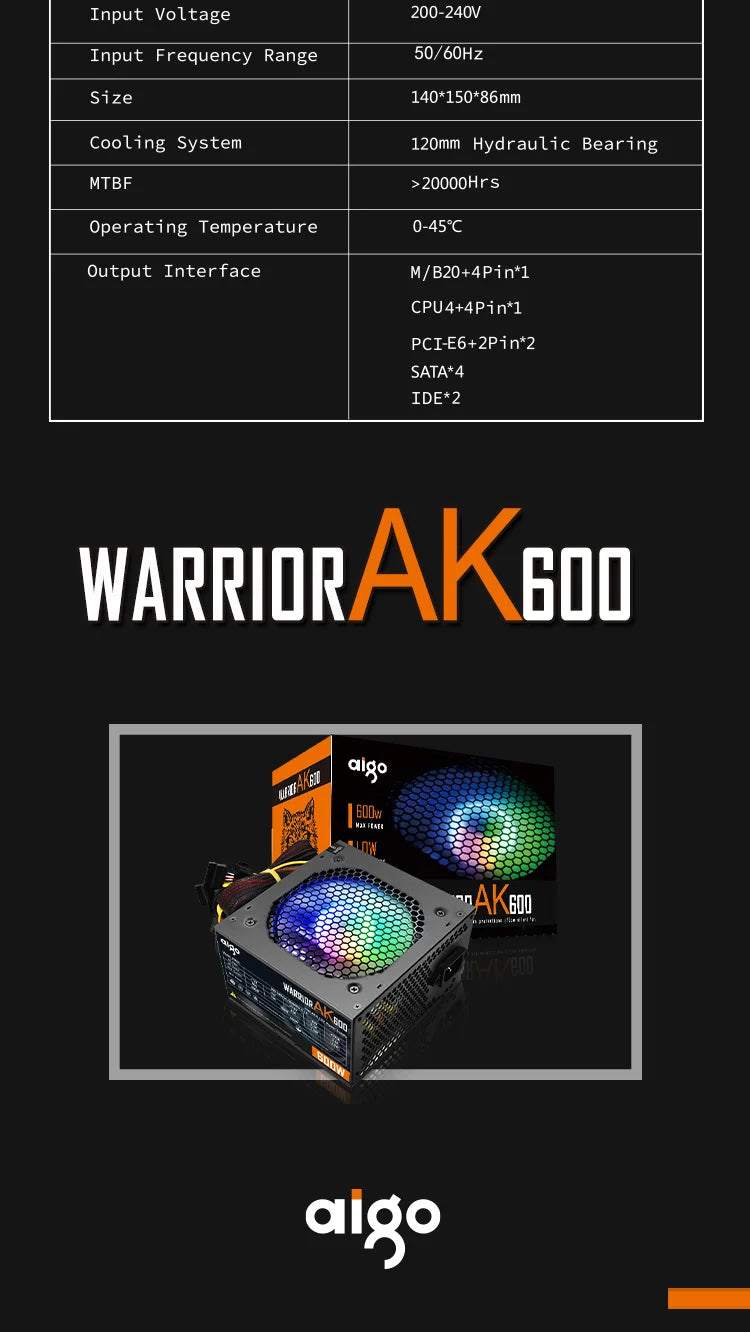 AK Gaming PC Power Supply