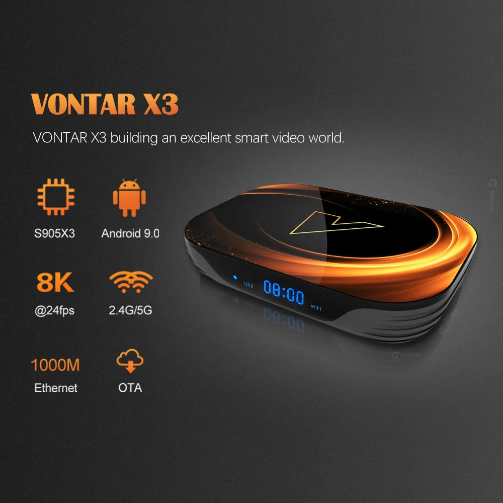 VONTAR X3 Android 9 TV Box 4GB 32GB 8K Media Player