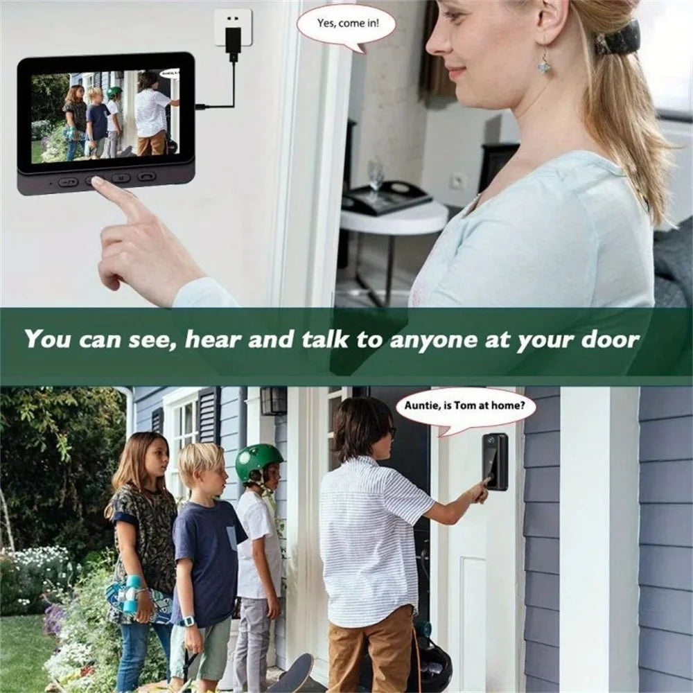 Wireless Smart Video Doorbell Camera with Night Vision & WiFi