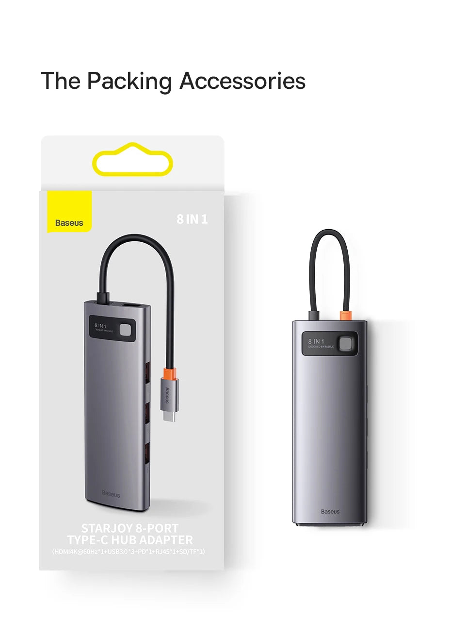 Baseus 4K 60Hz USB-C Hub with Ethernet & 100W PD Adapter