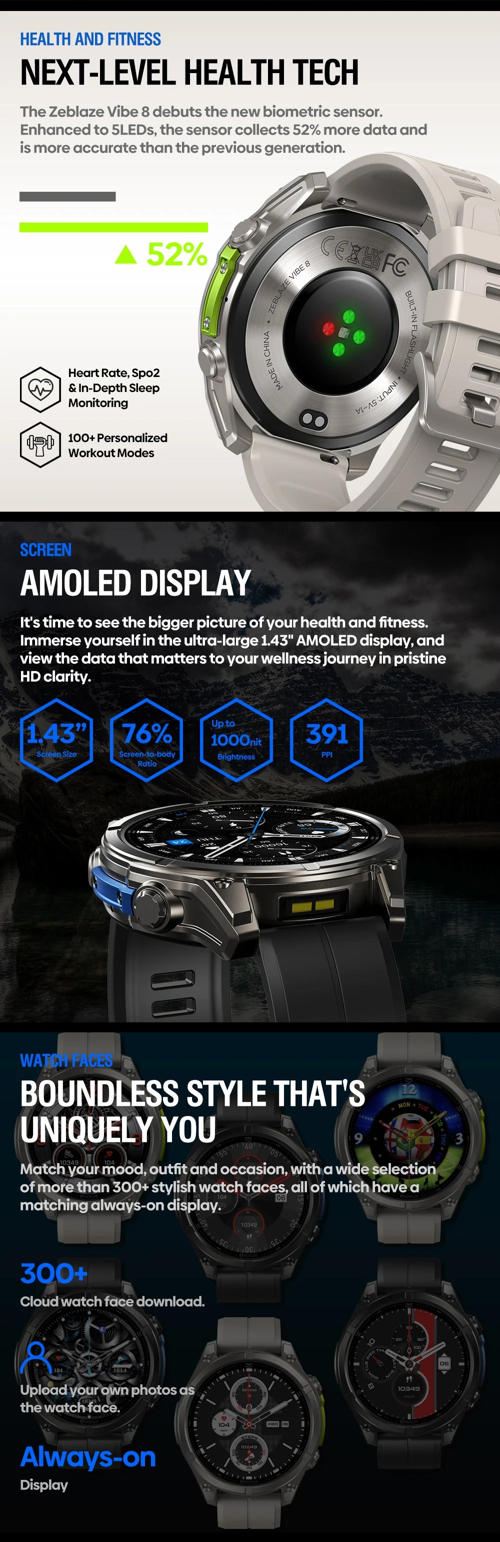VIBE 8 AMOLED Smartwatch