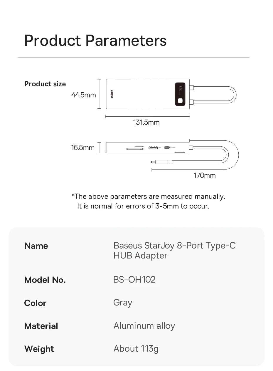 Baseus 4K 60Hz USB-C Hub with Ethernet & 100W PD Adapter