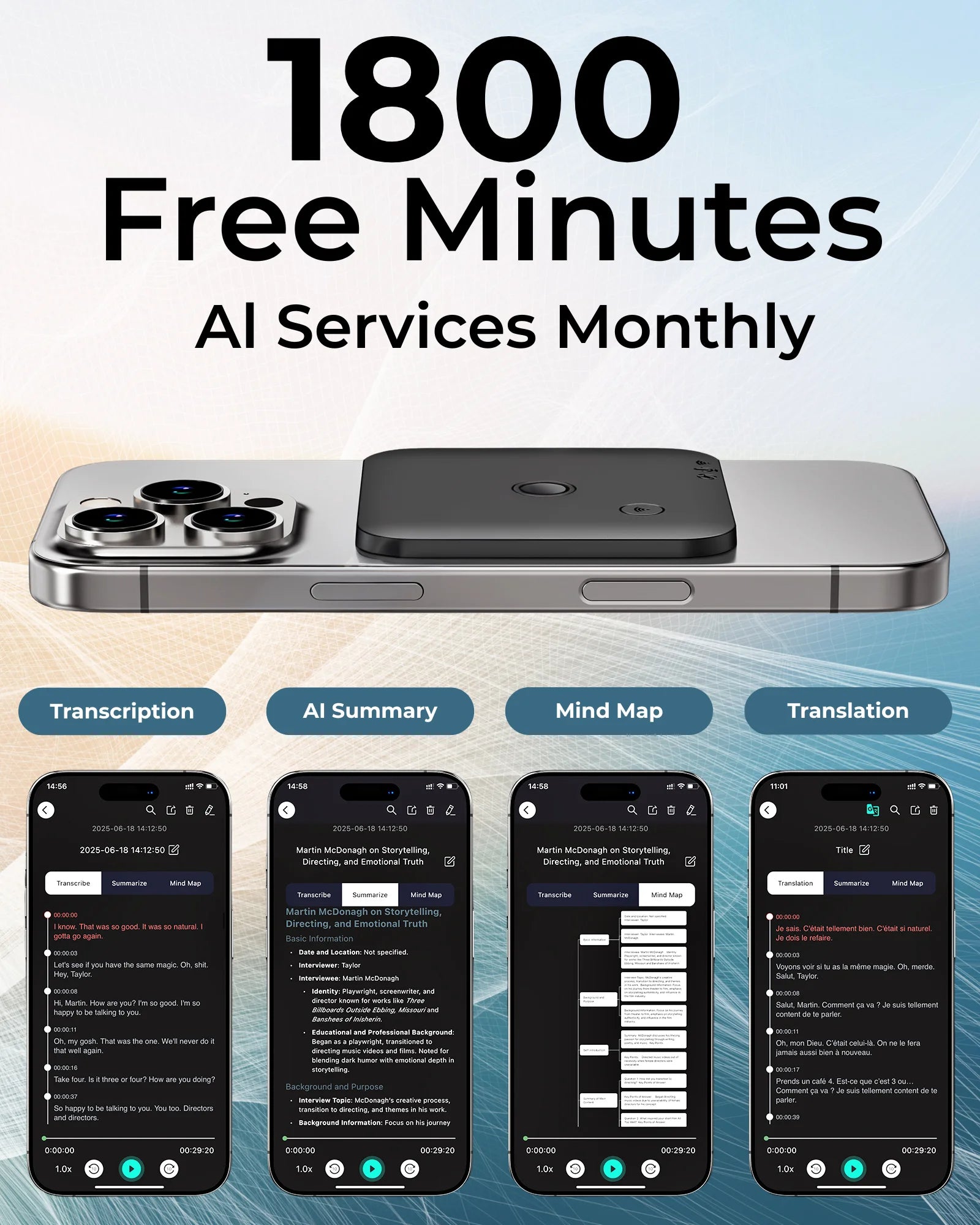 AI Voice & Call Recorder with Speech-to-Text and Translation 64GB