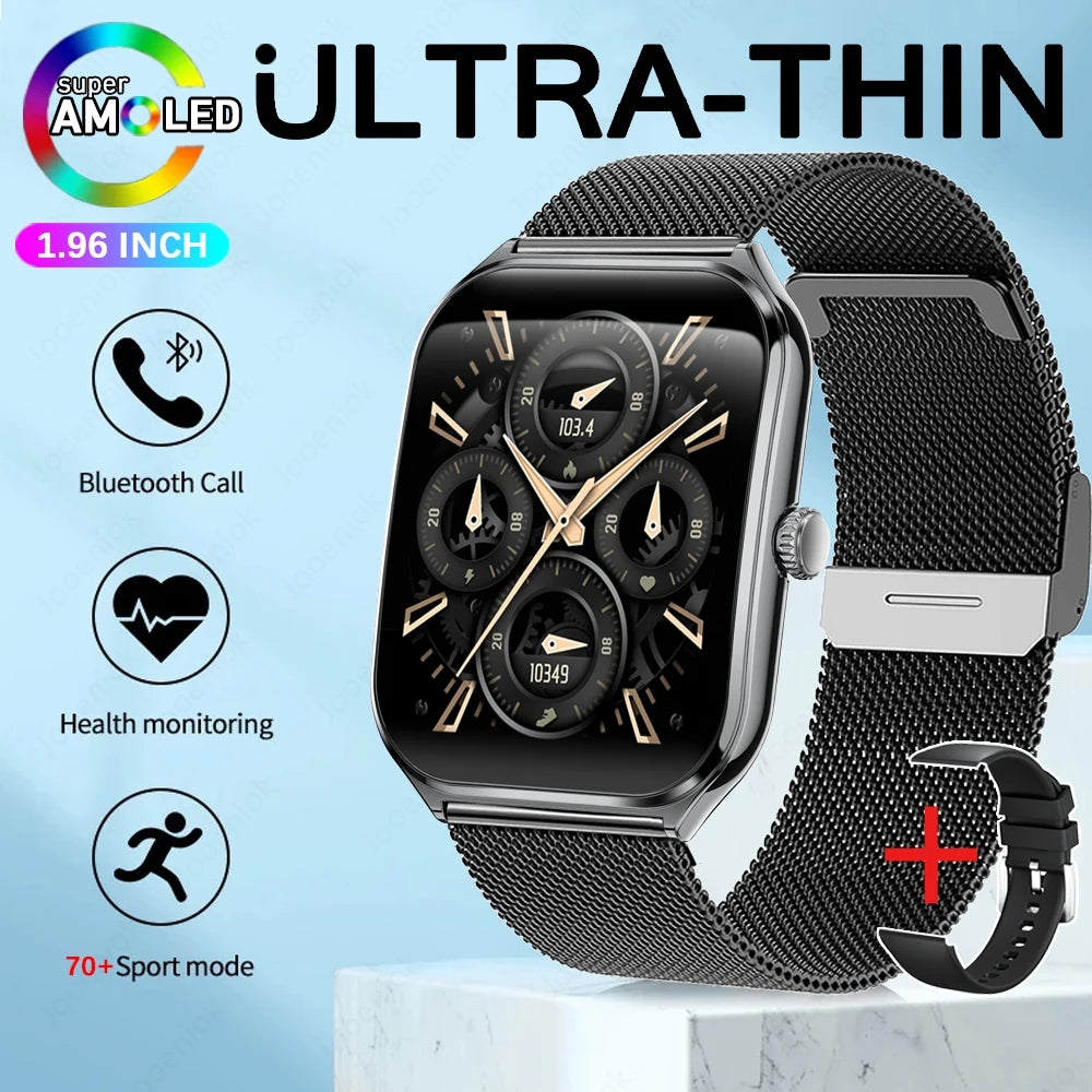 2025 Ultra-Thin 7.5mm Smartwatch with 1.96" AMOLED Display