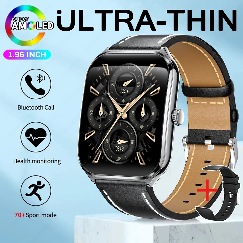 2025 Ultra-Thin 7.5mm Smartwatch with 1.96" AMOLED Display