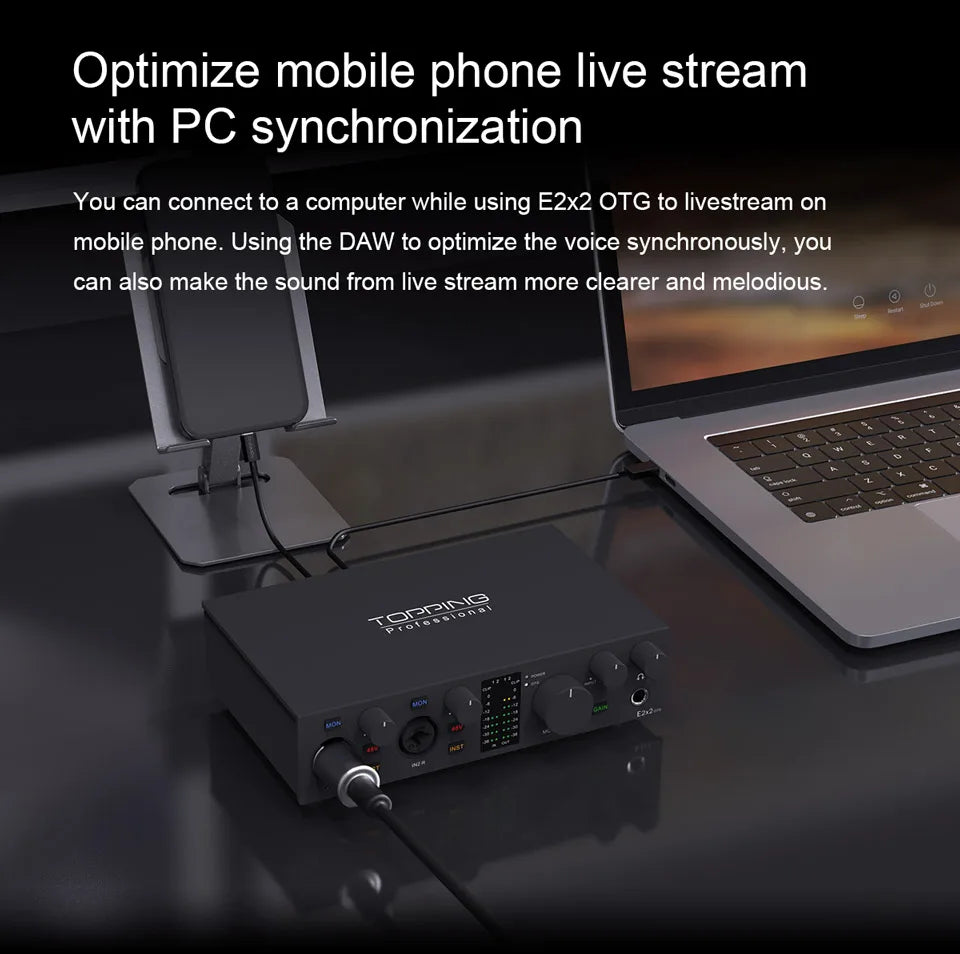 TOPPING E2x2 OTG Professional Audio Interface 2 In 2 Out