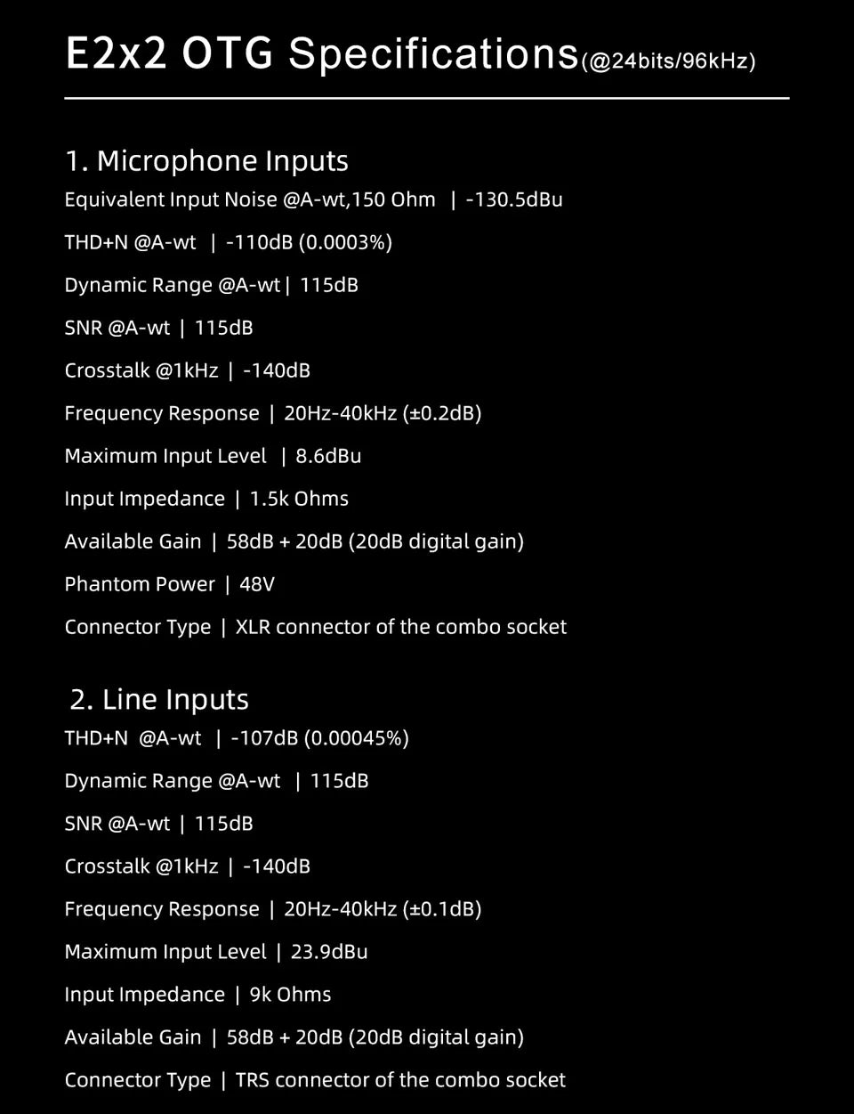 TOPPING E2x2 OTG Professional Audio Interface 2 In 2 Out