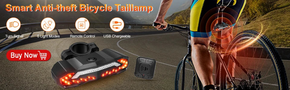 New Bicycle Alarm Taillight Waterproof Smart Auto Brake Sensing Tail Lamp Remote Control USB Charge Bike Rear Light