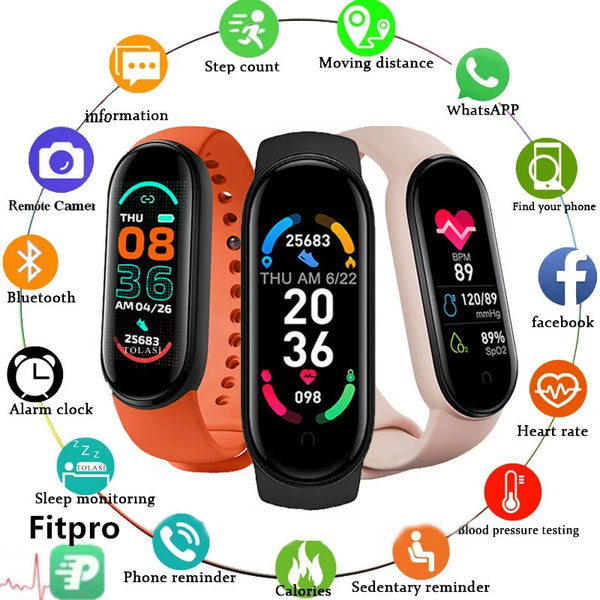M6 Smart Watch Fitness Tracker with Heart Rate & BP Monitor