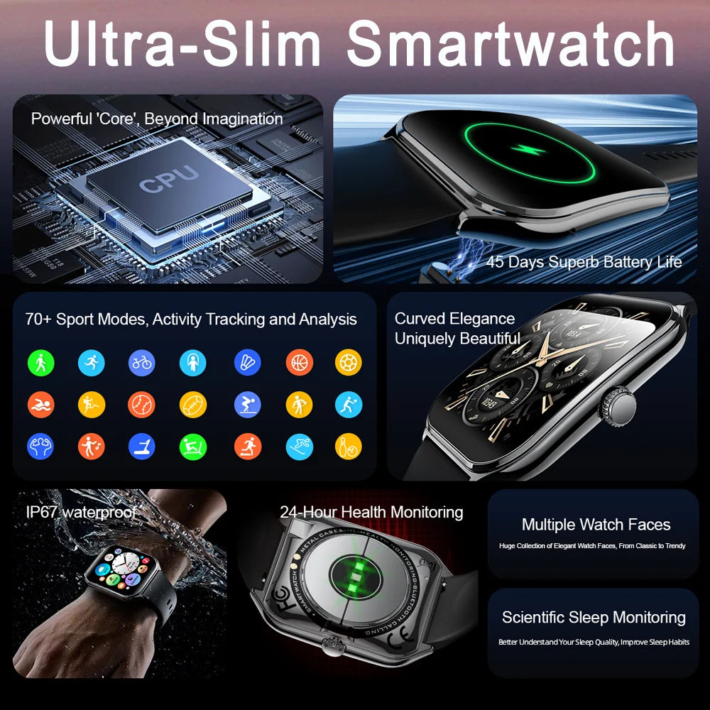 2025 Ultra-Thin 7.5mm Smartwatch with 1.96" AMOLED Display