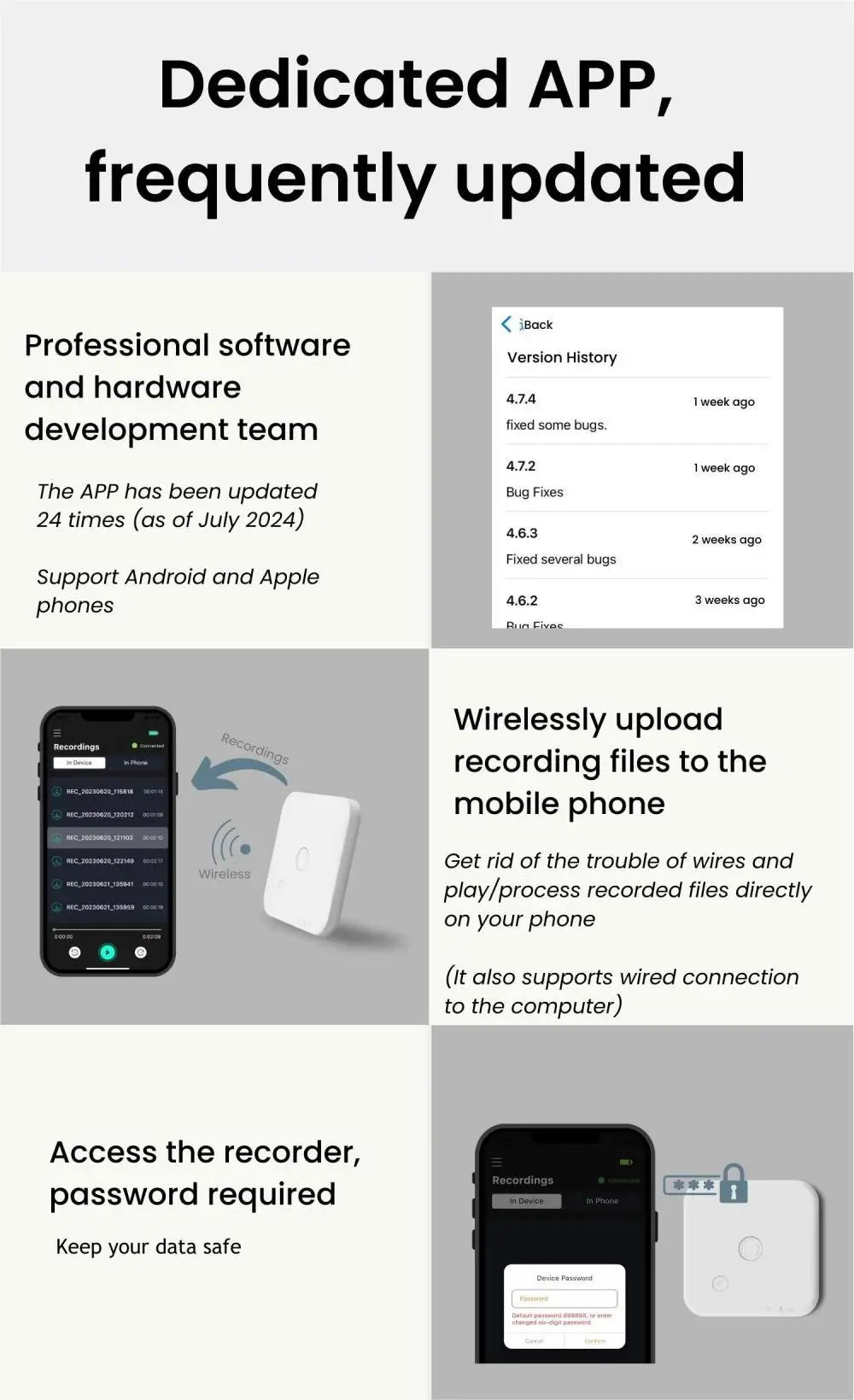 AI Voice & Call Recorder with Speech-to-Text and Translation 64GB