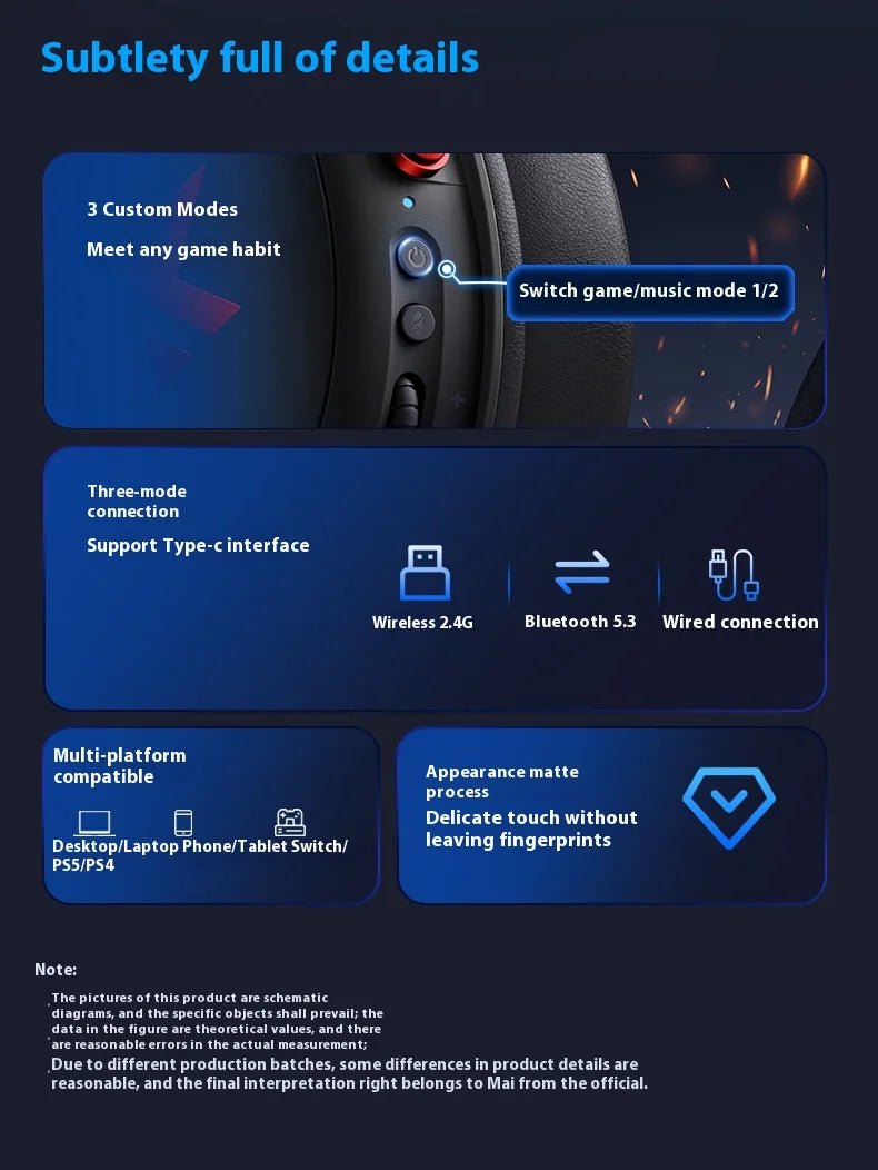 MCHOSE V9 Pro Tri-Mode Gaming Headphones with ANC