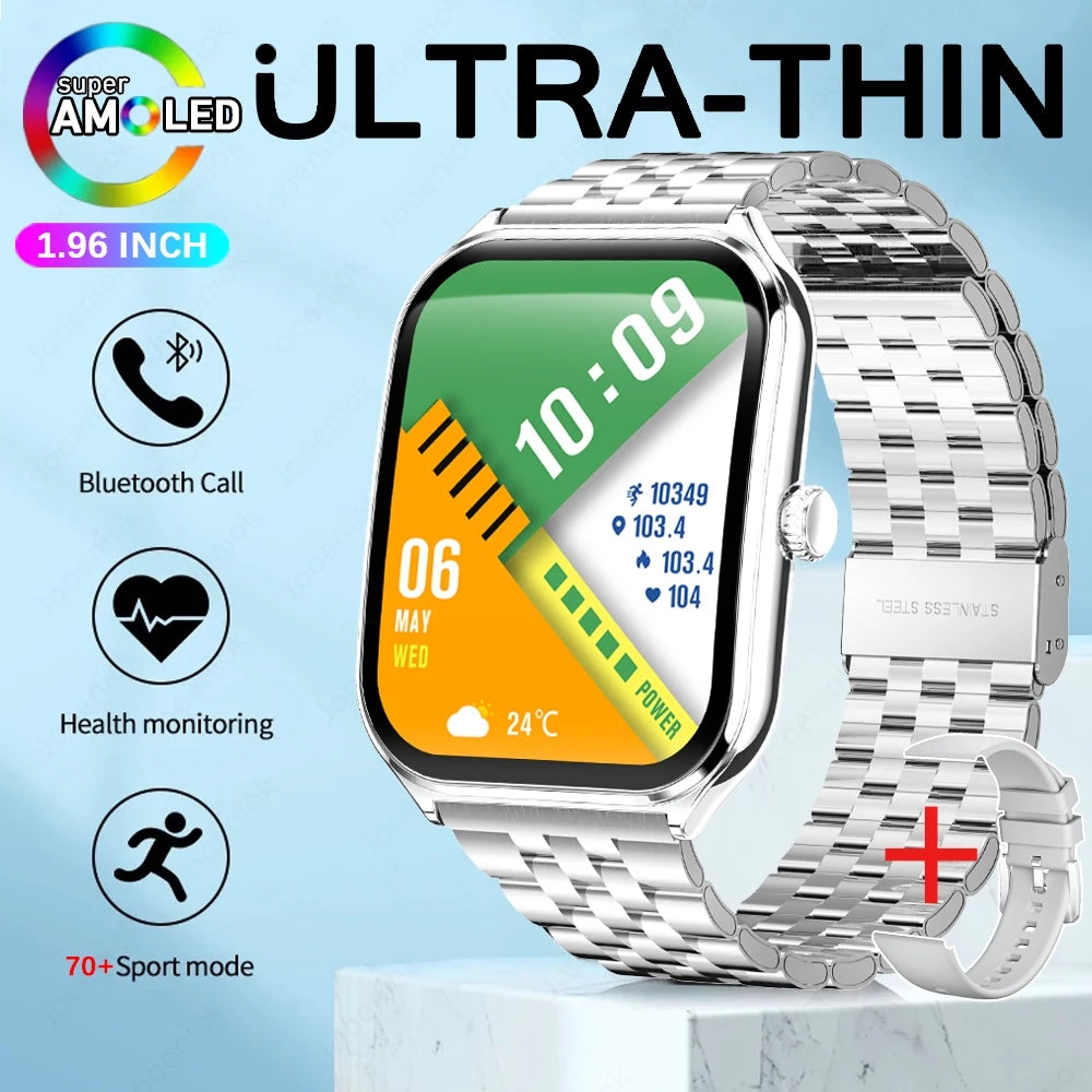 2025 Ultra-Thin 7.5mm Smartwatch with 1.96" AMOLED Display
