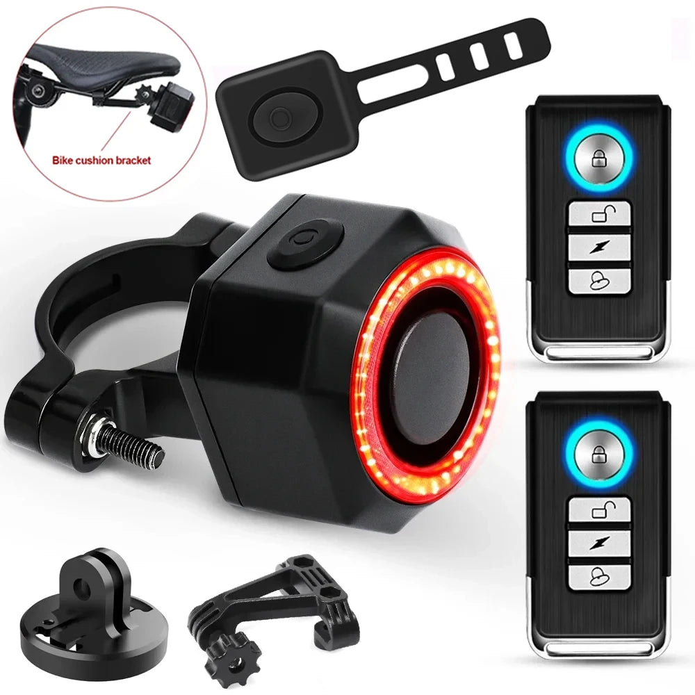 New Bicycle Alarm Taillight Waterproof Smart Auto Brake Sensing Tail Lamp Remote Control USB Charge Bike Rear Light