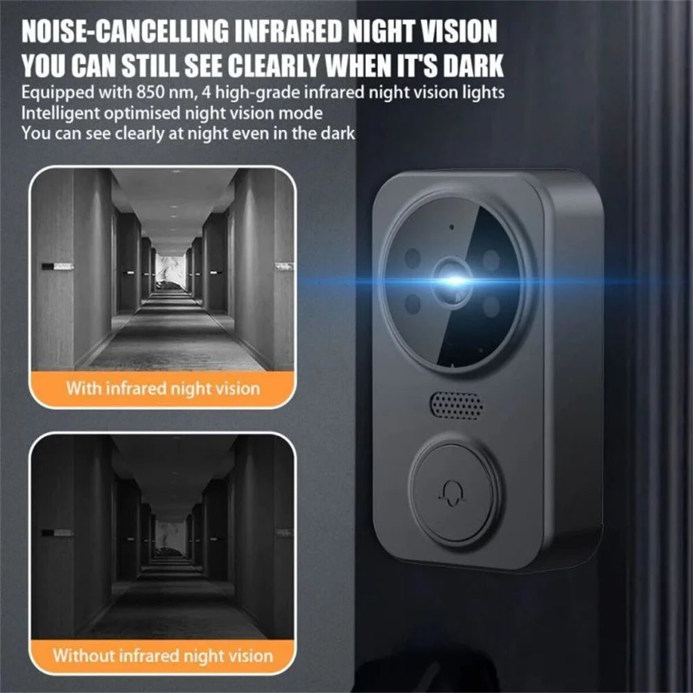 Wireless Smart Video Doorbell Camera with Night Vision & WiFi