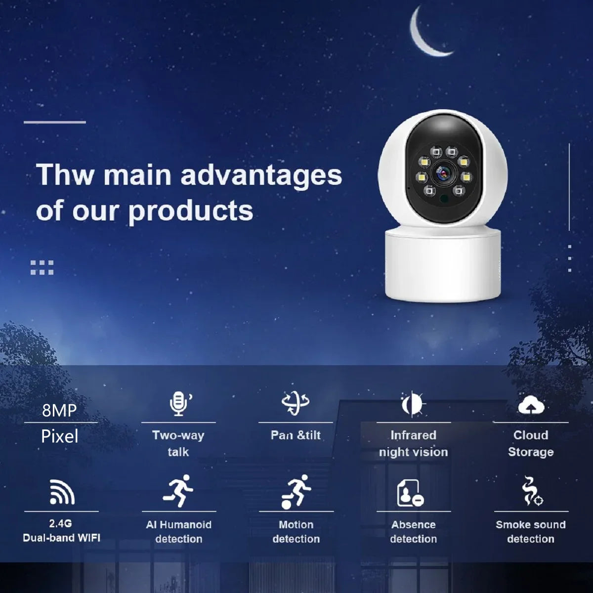 8MP Smart WiFi PTZ Indoor Security Camera