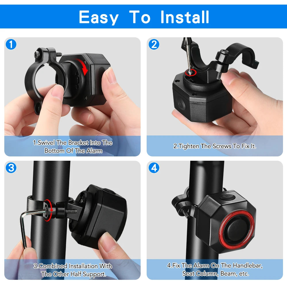 New Bicycle Alarm Taillight Waterproof Smart Auto Brake Sensing Tail Lamp Remote Control USB Charge Bike Rear Light