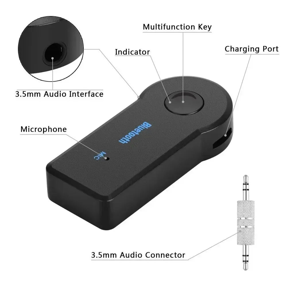 Bluetooth 5.0 AUX Car Receiver with Hands-Free Audio Adapter