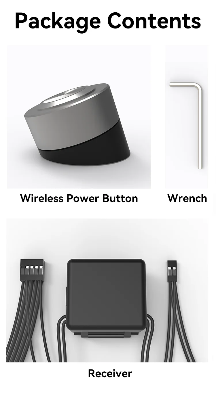 Wireless Metal PC Power Button Switch with USB Support