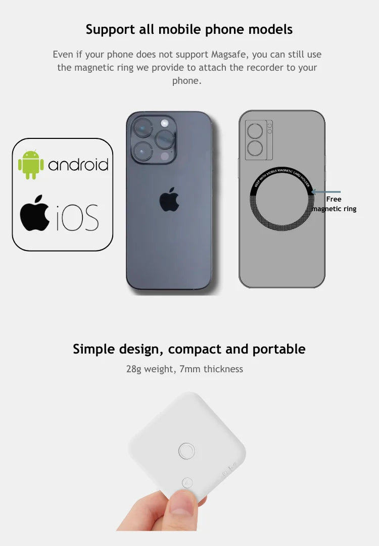 AI Voice & Call Recorder with Speech-to-Text and Translation 64GB