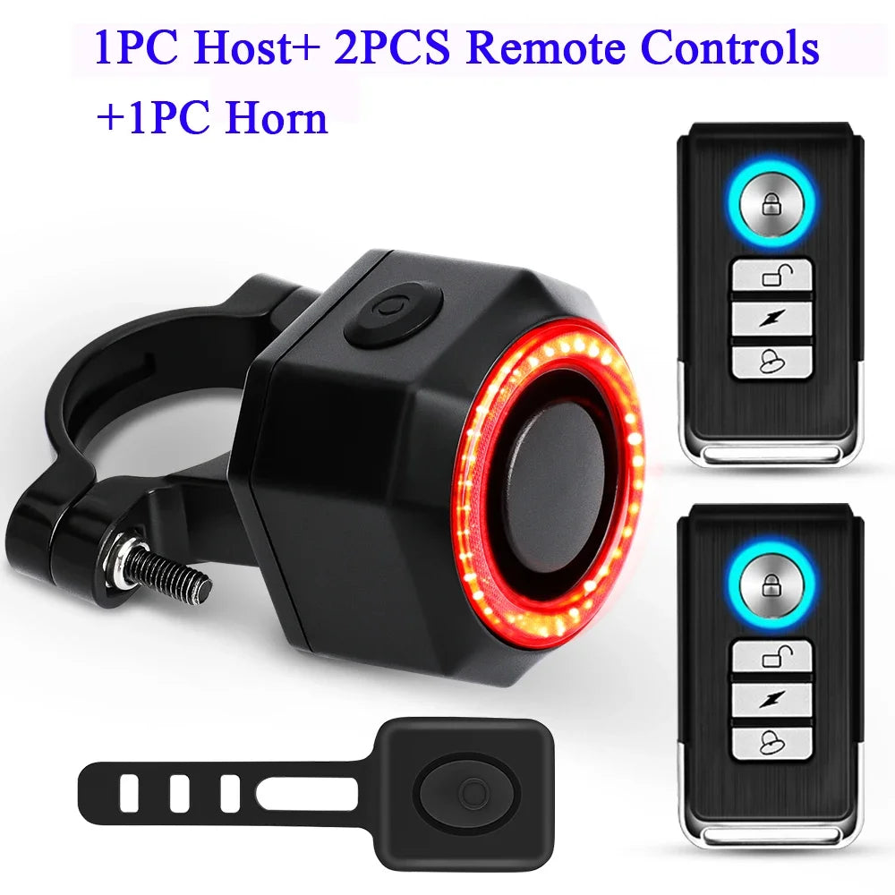 New Bicycle Alarm Taillight Waterproof Smart Auto Brake Sensing Tail Lamp Remote Control USB Charge Bike Rear Light