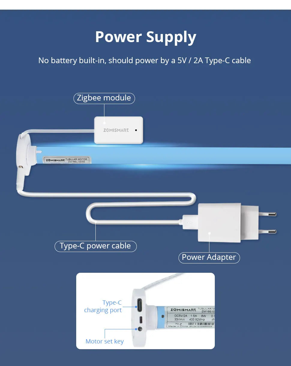 Zigbee Smart Roller Shade Motor