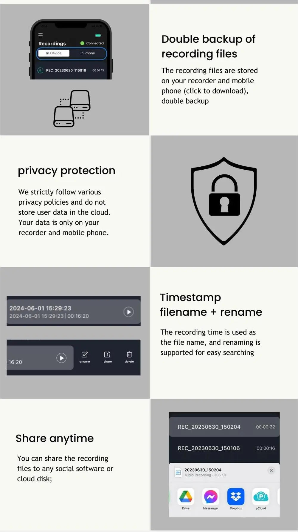 AI Voice & Call Recorder with Speech-to-Text and Translation 64GB