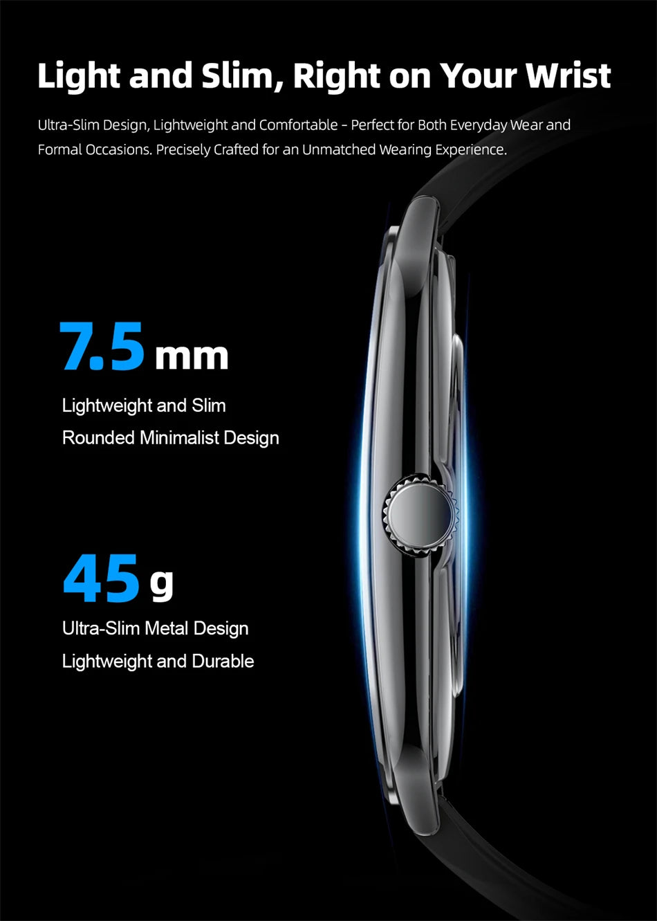 2025 Ultra-Thin 7.5mm Smartwatch with 1.96" AMOLED Display