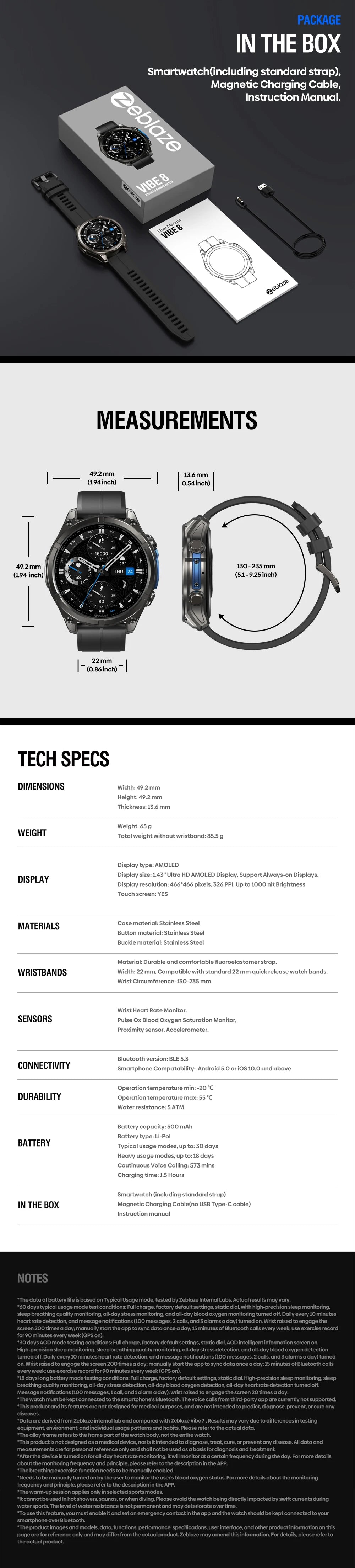 VIBE 8 AMOLED Smartwatch