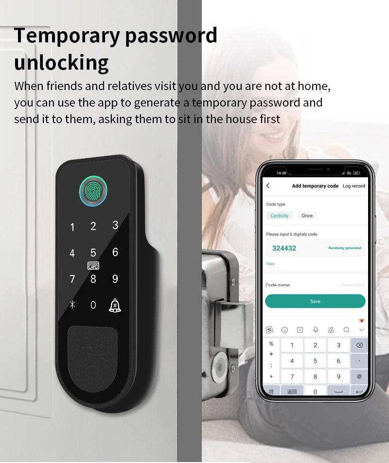 Bluetooth Tuya Smart Fingerprint Door Lock