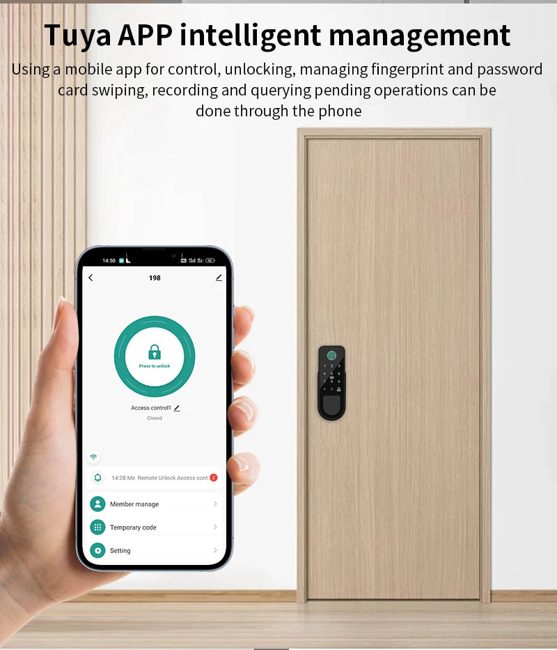 Bluetooth Tuya Smart Fingerprint Door Lock