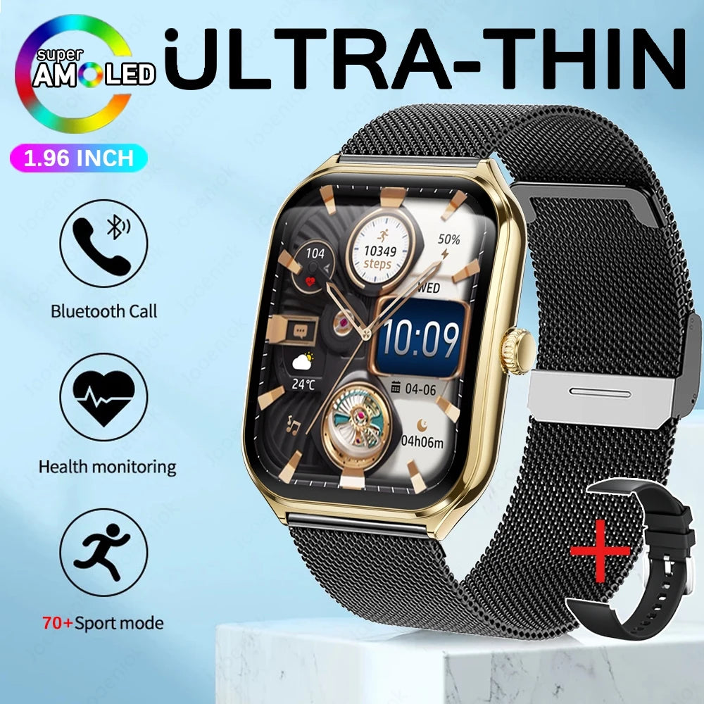 2025 Ultra-Thin 7.5mm Smartwatch with 1.96" AMOLED Display