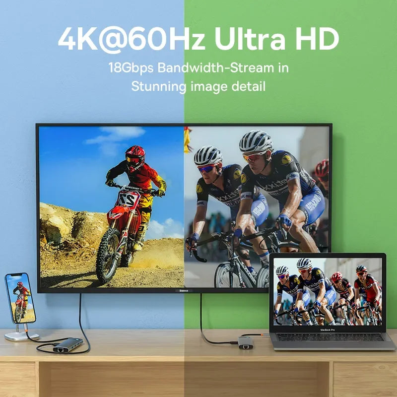 Baseus 4K 60Hz USB-C Hub with Ethernet & 100W PD Adapter