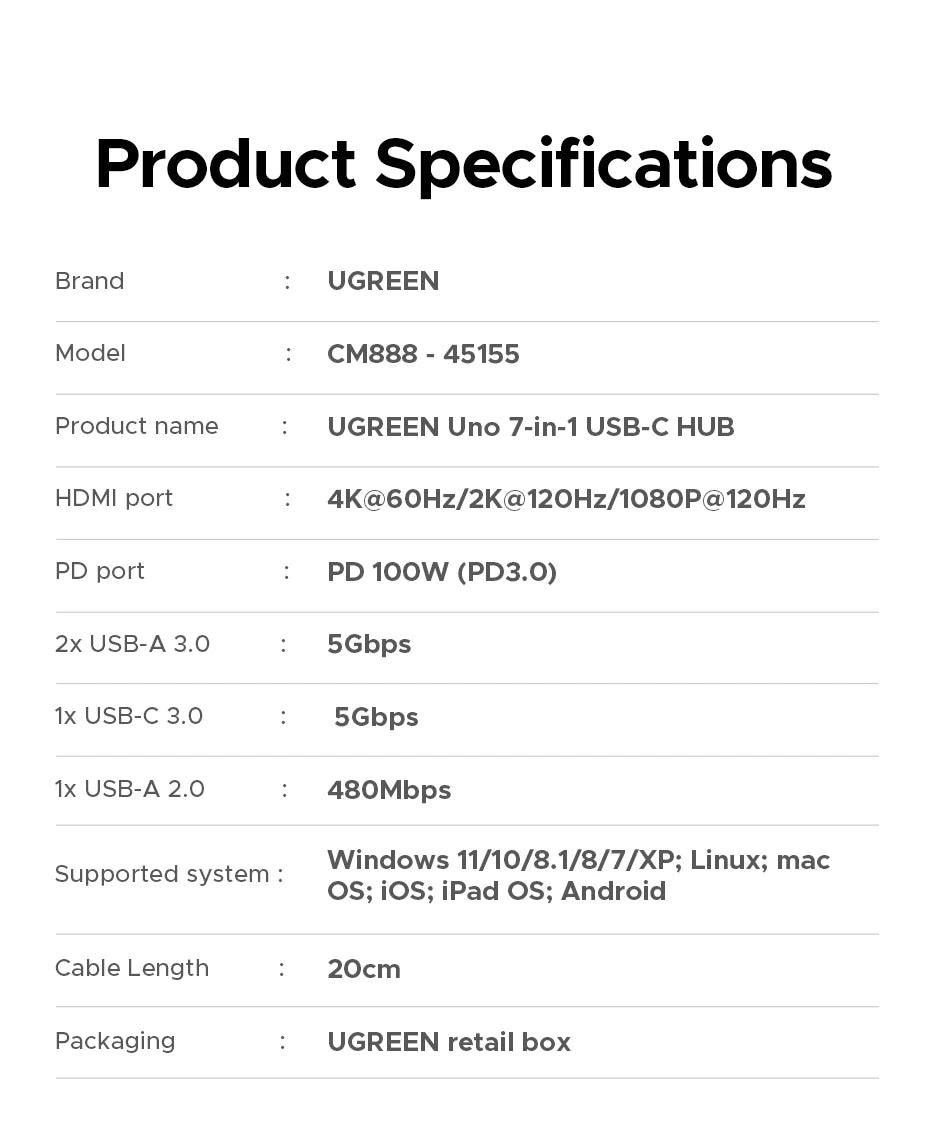 Uno 7-in-1 USB-C Hub Docking Station