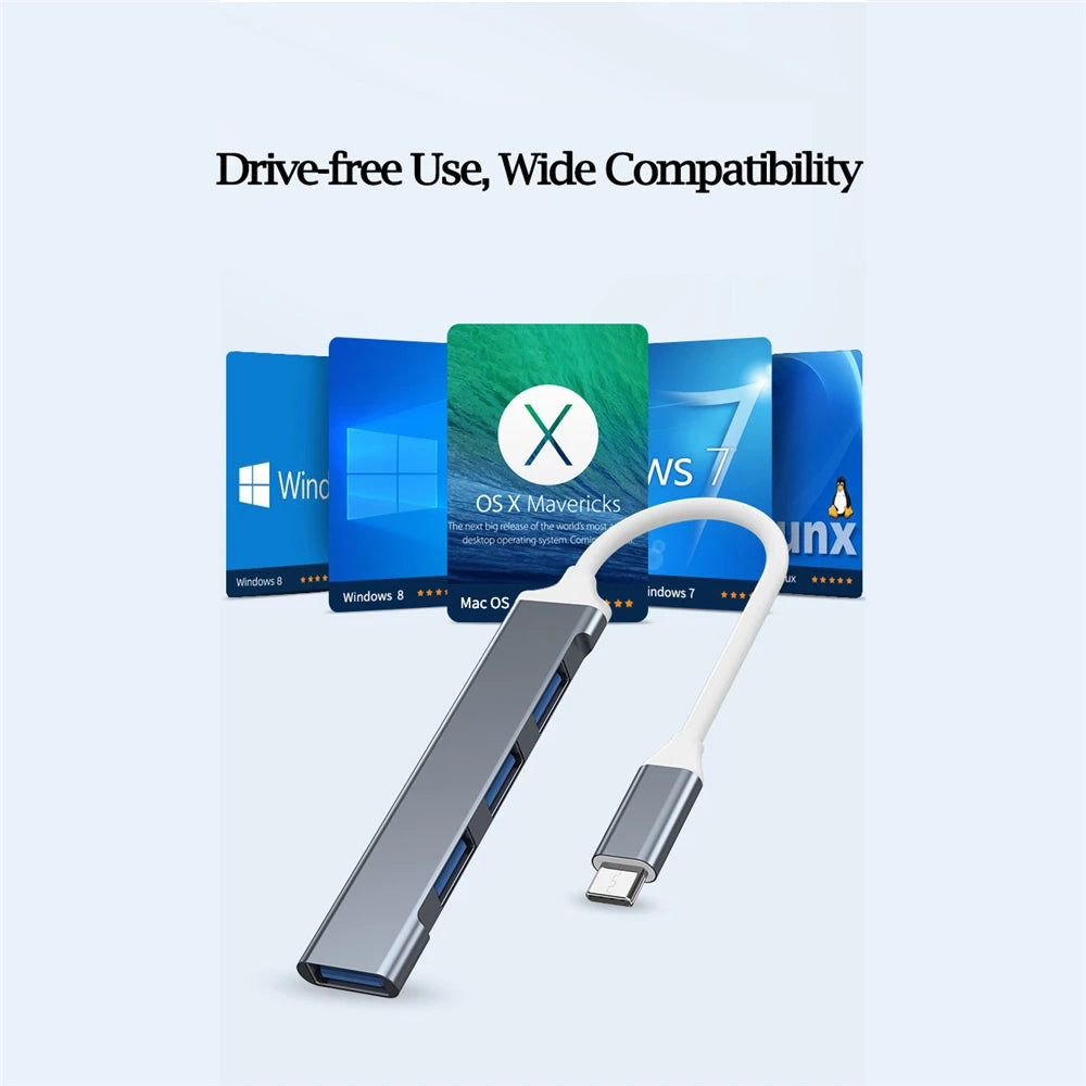 4-Port USB 3.0 Hub Type-C Splitter