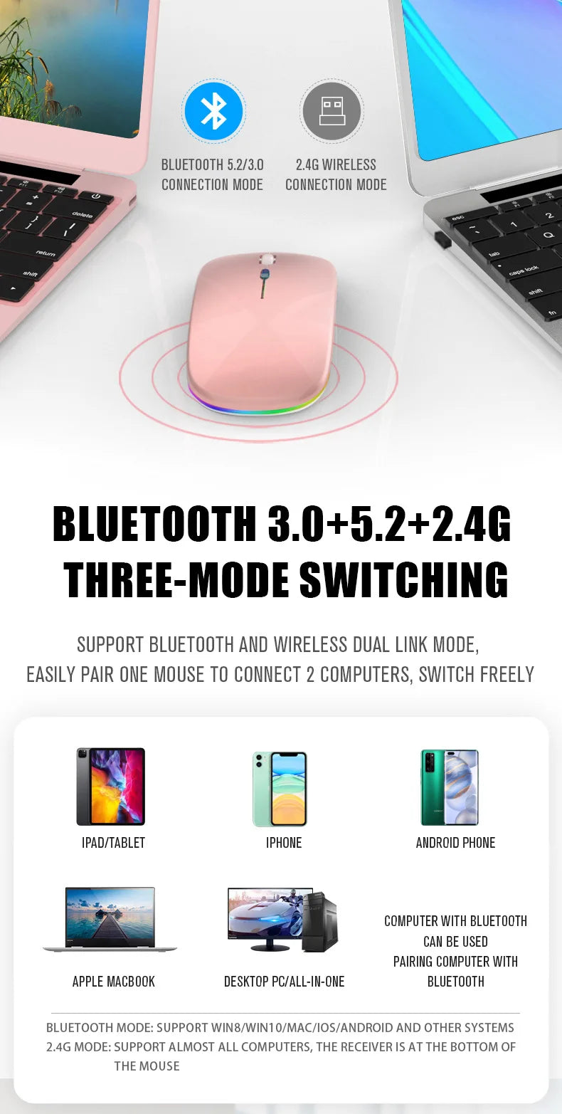 Rechargeable Bluetooth & USB RGB Mouse