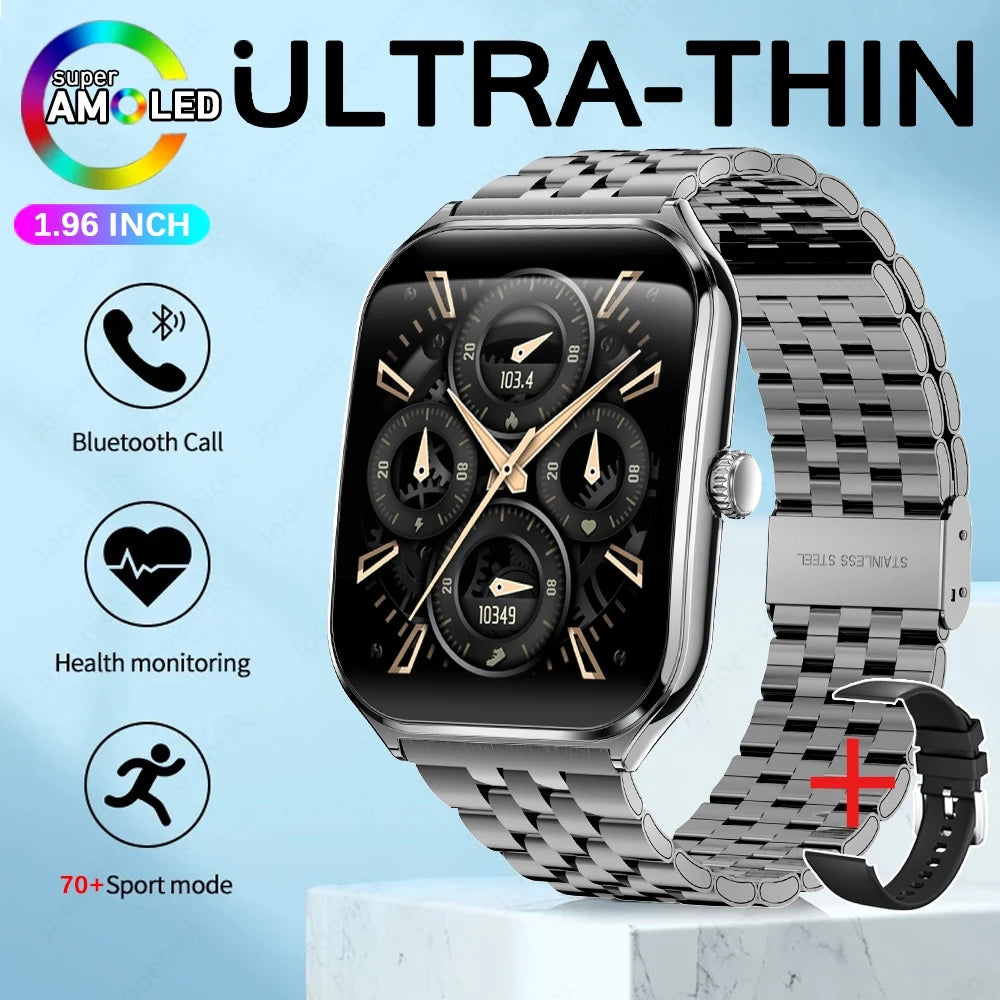 2025 Ultra-Thin 7.5mm Smartwatch with 1.96" AMOLED Display