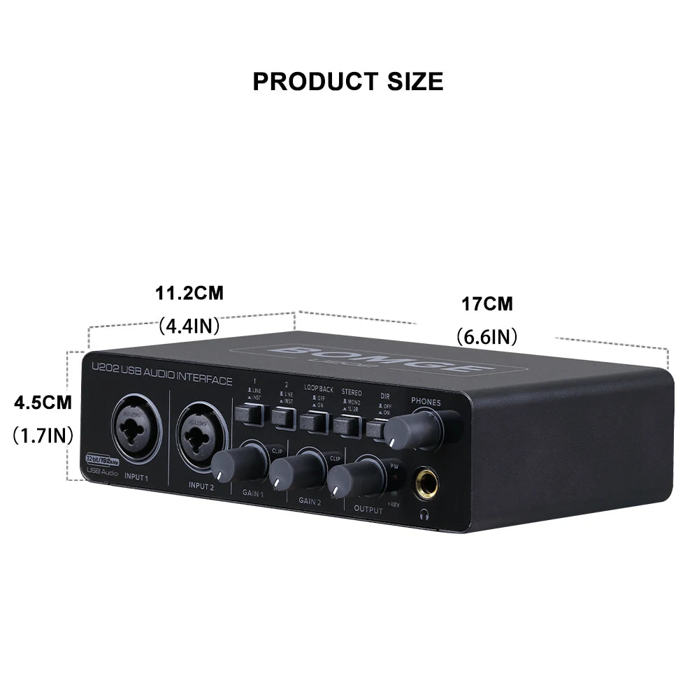 BOMGE U202 USB Audio Interface 32-Bit/192kHz with Mic Preamp