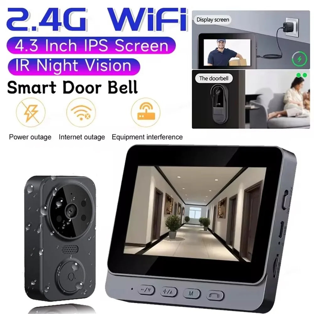 Wireless Smart Video Doorbell Camera with Night Vision & WiFi