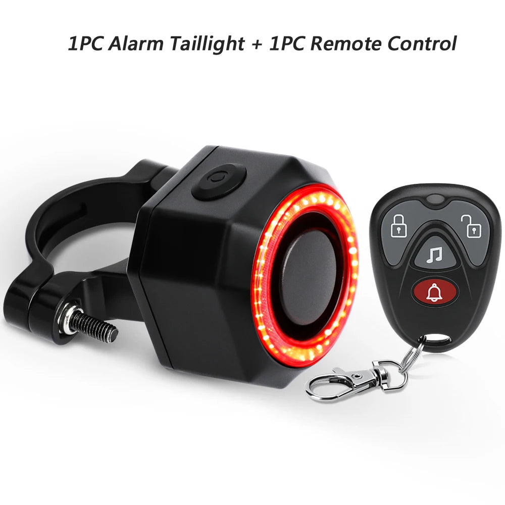 New Bicycle Alarm Taillight Waterproof Smart Auto Brake Sensing Tail Lamp Remote Control USB Charge Bike Rear Light