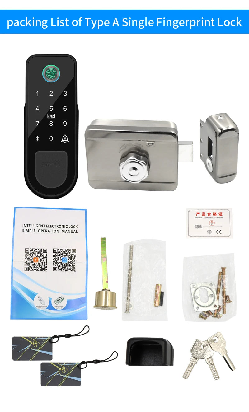 Bluetooth Tuya Smart Fingerprint Door Lock